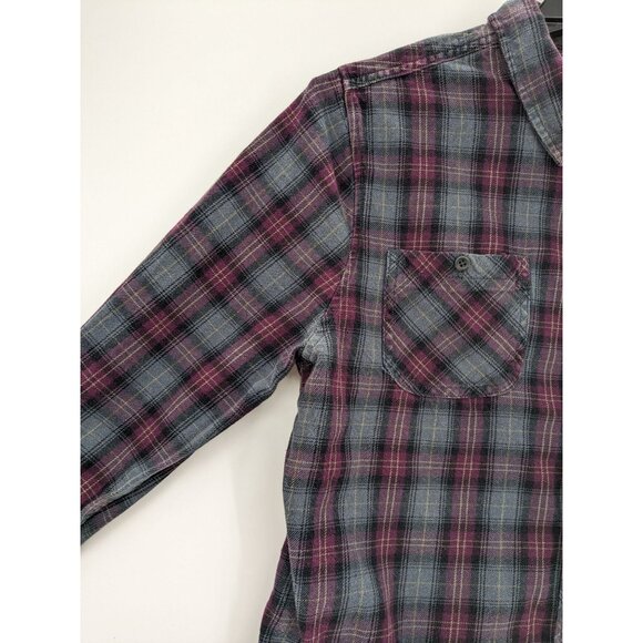 Junk Food Plaid Flannel Button Up Shirt Women Size L Grunge Western 90s Indie - Picture 6 of 9